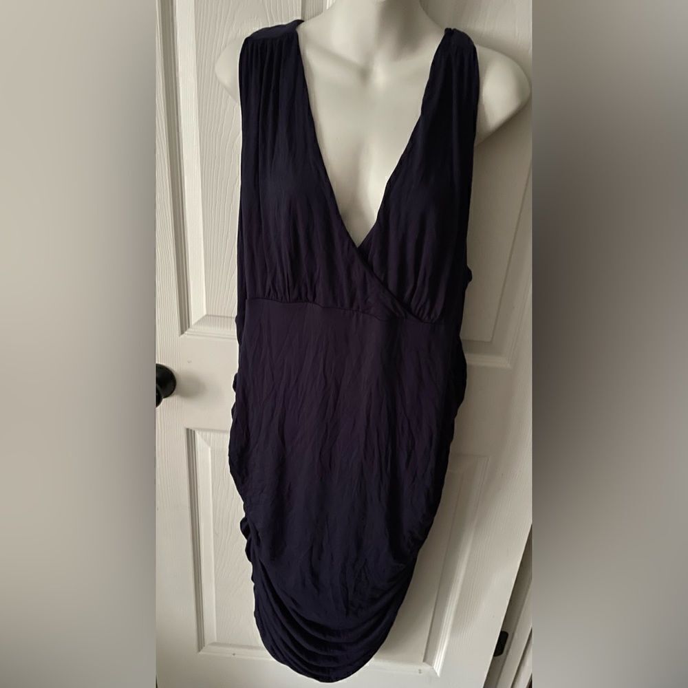 WOMAN'S VENUS  SLEEVELESS STRETCHY RUCHED LONG BLUE DRESS.SIZE 3X